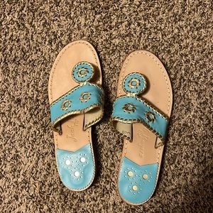 Women’s sandals. Size 7. Blue and gold.